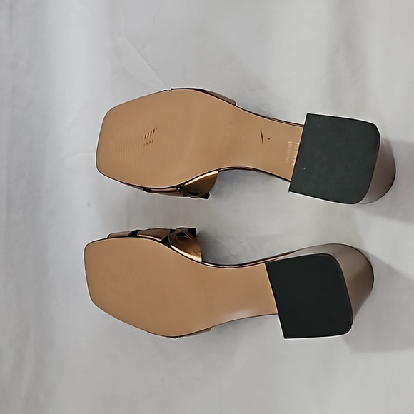 New EMANUELE CRASTO Laser Cut Heel Bronze Leather Sandal Mules Size 40 - Picture 11 of 16